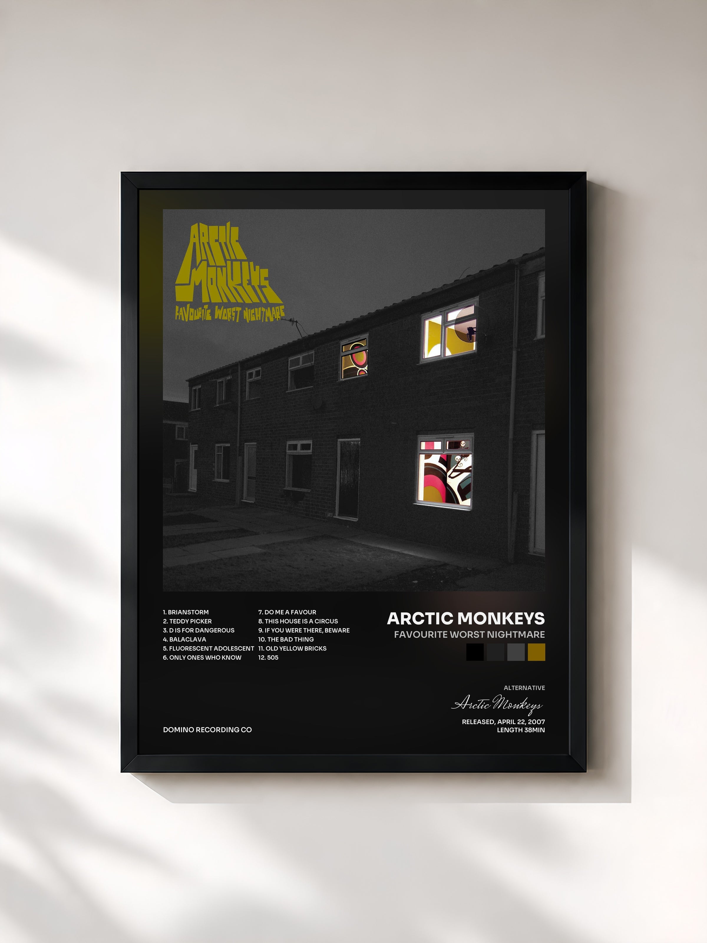 #noir Tableau de l'album Favourite Worst Nightmare de Arctic Monkeys, cadre noir, imprimé et encadré en France