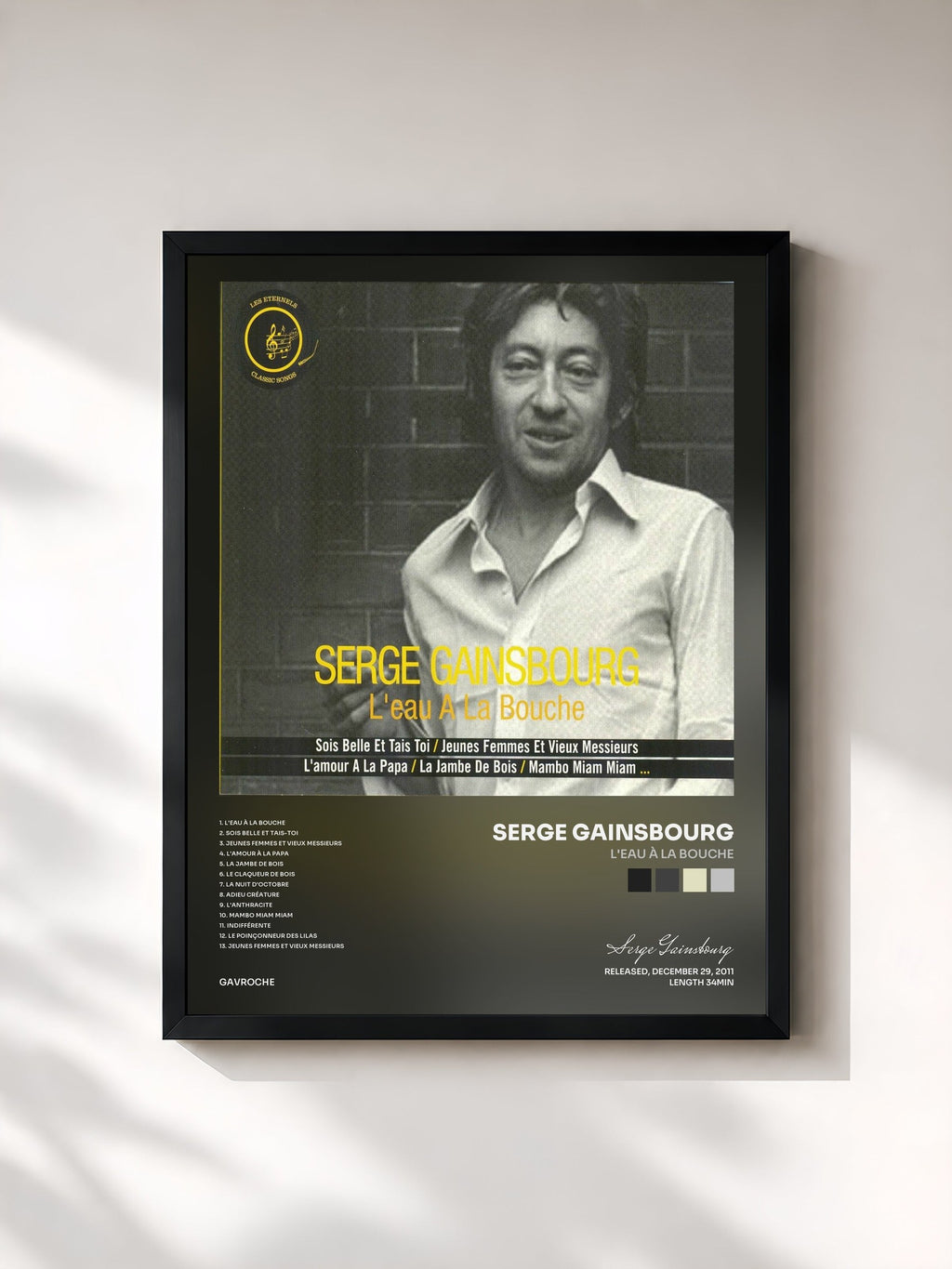 #noir L'eau à la bouche di Serge Gainsbourg in stampa incorniciata, cornice nera, stampata e incorniciata in Francia