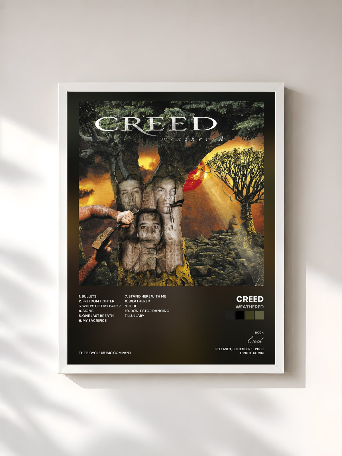 #blanc Weathered von Creed als gerahmter Kunstdruck, weißer Rahmen, gedruckt und gerahmt in Frankreich