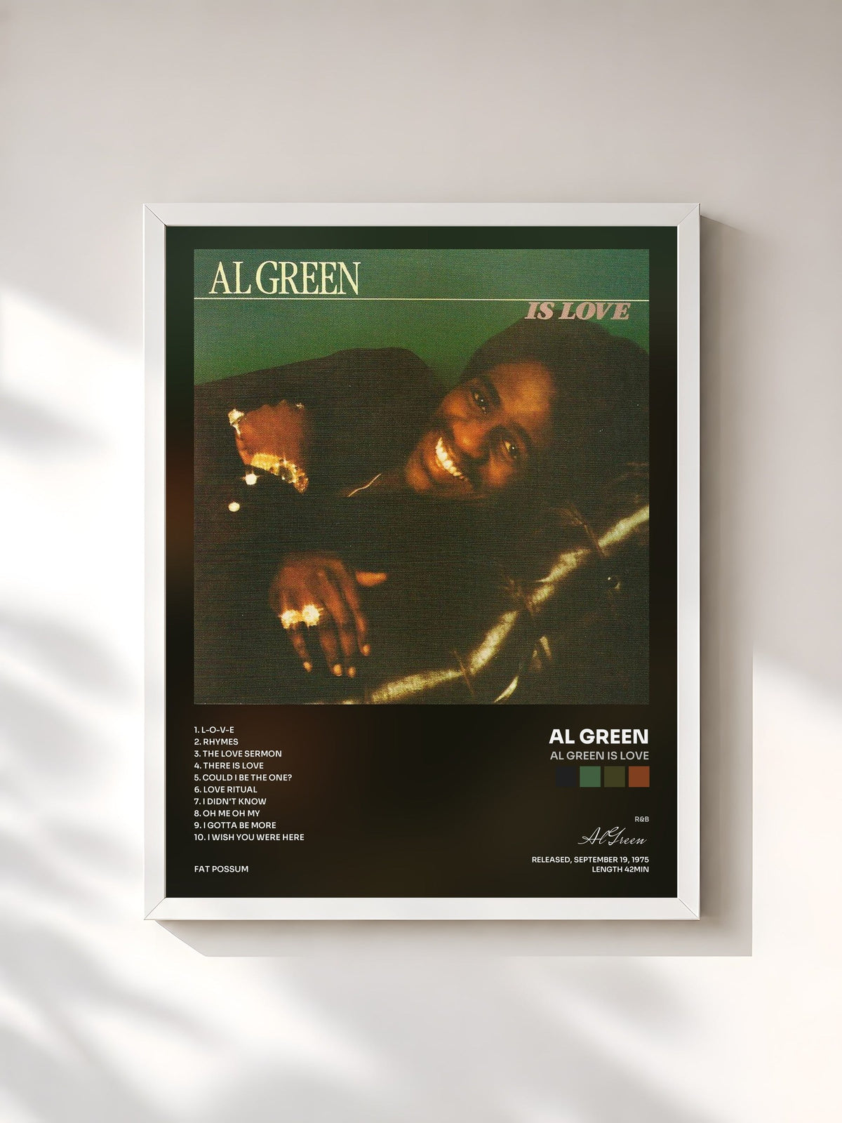 #blanc Al Green Is Love von Al Green als gerahmter Kunstdruck, weißer Rahmen, gedruckt und gerahmt in Frankreich