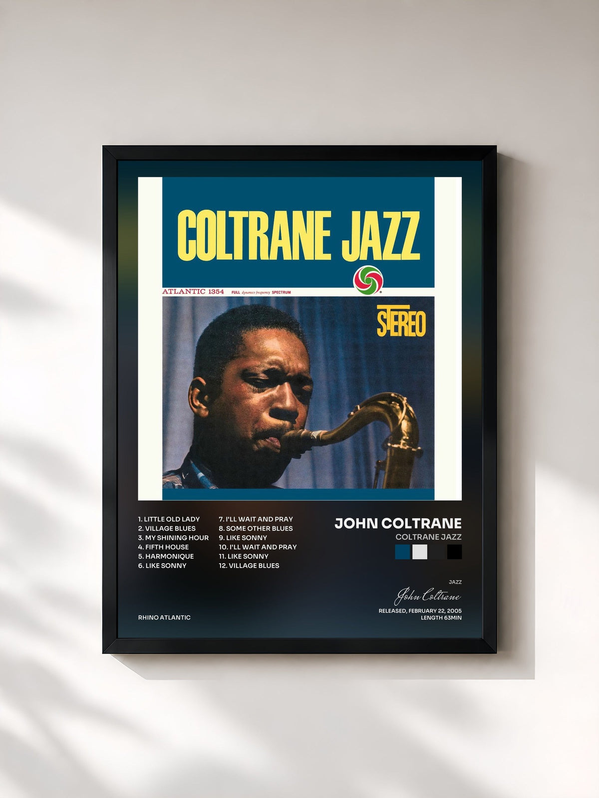 #noir Tableau de l'album Coltrane Jazz de John Coltrane, cadre noir, imprimé et encadré en France