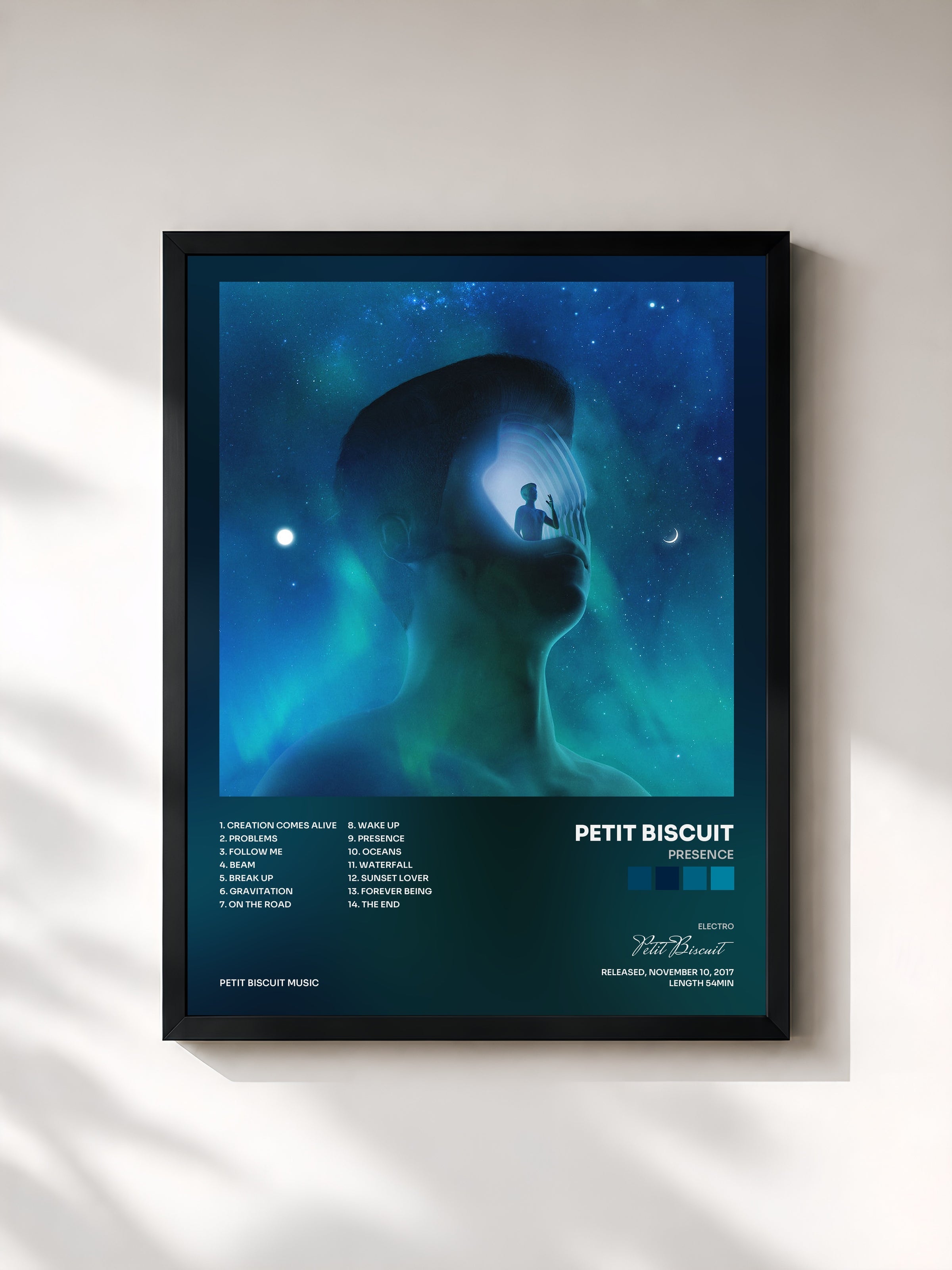 #noir Presence by Petit Biscuit as a framed art print, black frame, printed and framed in France