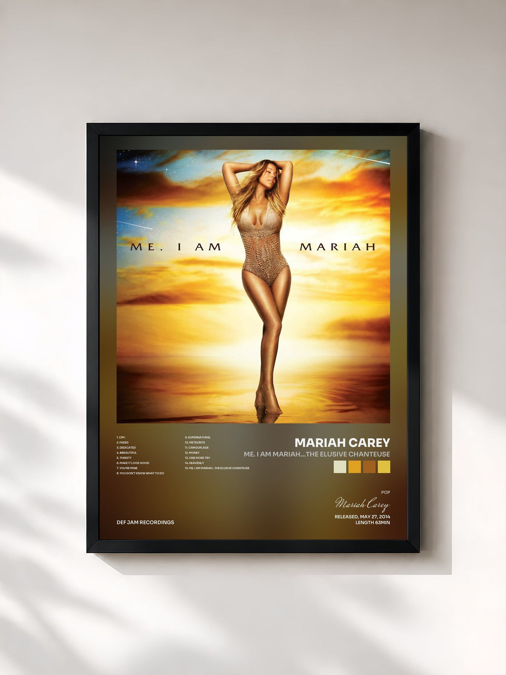 #noir Tableau de l'album Me. I Am Mariah…The Elusive Chanteuse de Mariah Carey, cadre noir, imprimé et encadré en France