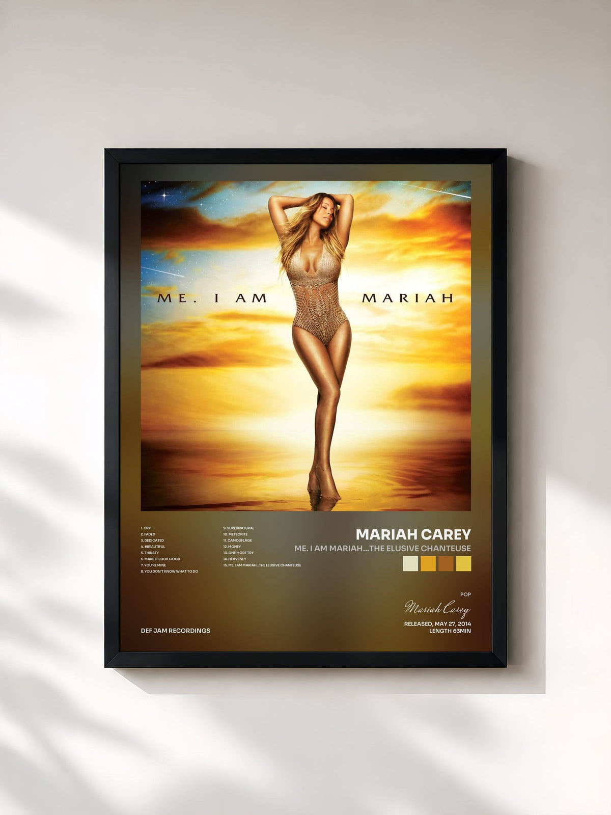 #noir Tableau de l'album Me. I Am Mariah…The Elusive Chanteuse de Mariah Carey, cadre noir, imprimé et encadré en France