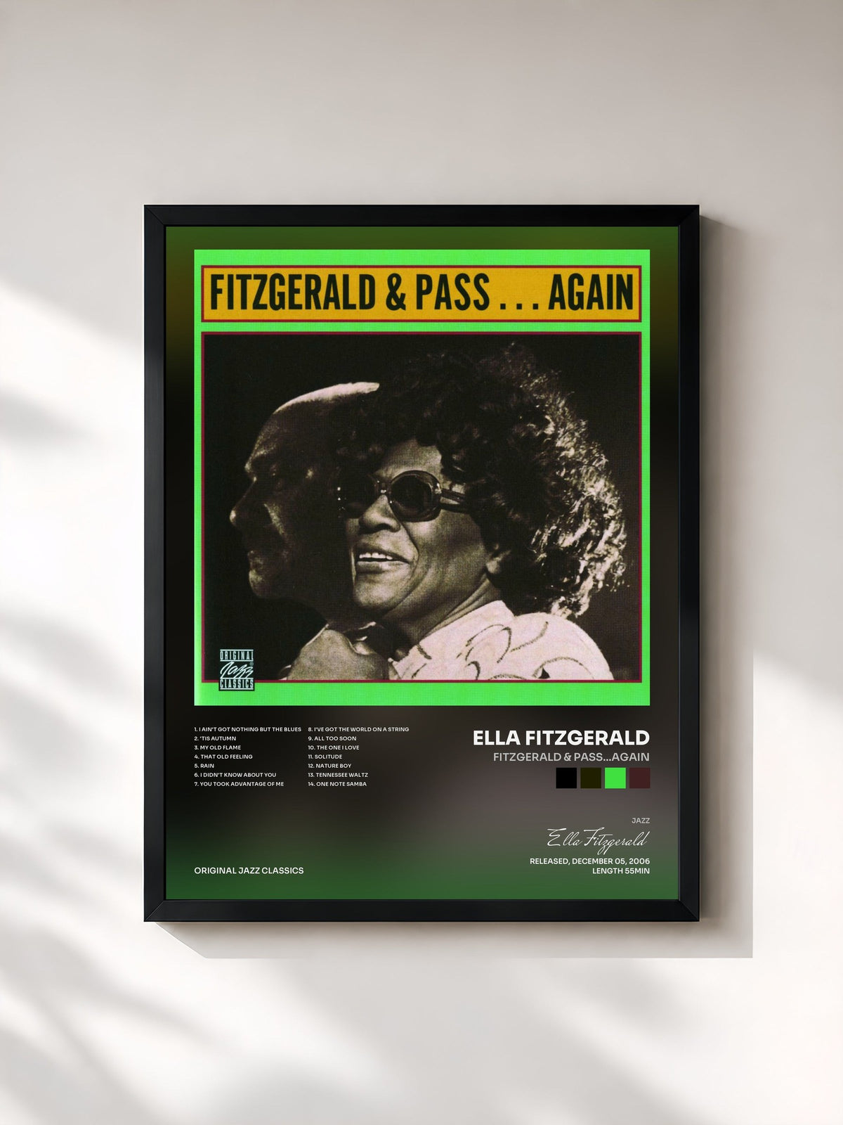 #noir Tableau de l'album Fitzgerald & Pass...Again de Ella Fitzgerald, cadre noir, imprimé et encadré en France