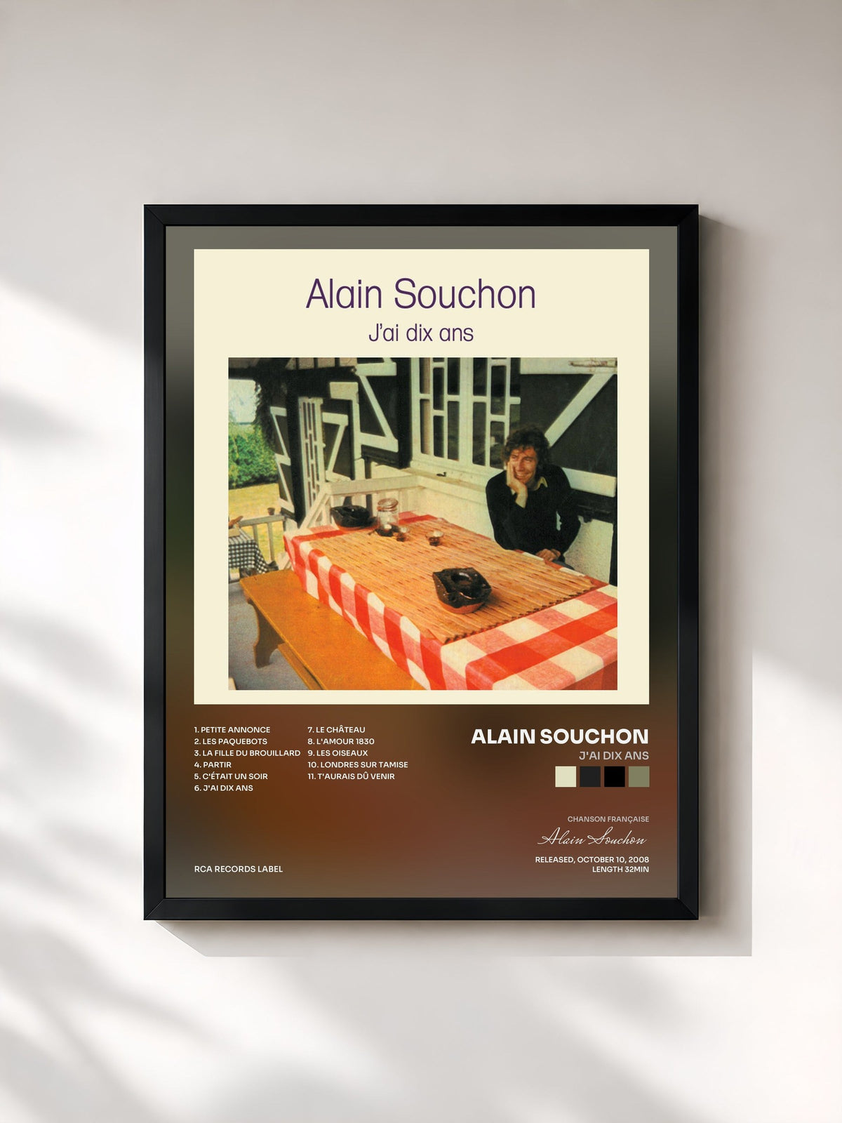 #noir J'ai dix ans von Alain Souchon als gerahmter Kunstdruck, schwarzer Rahmen, gedruckt und gerahmt in Frankreich