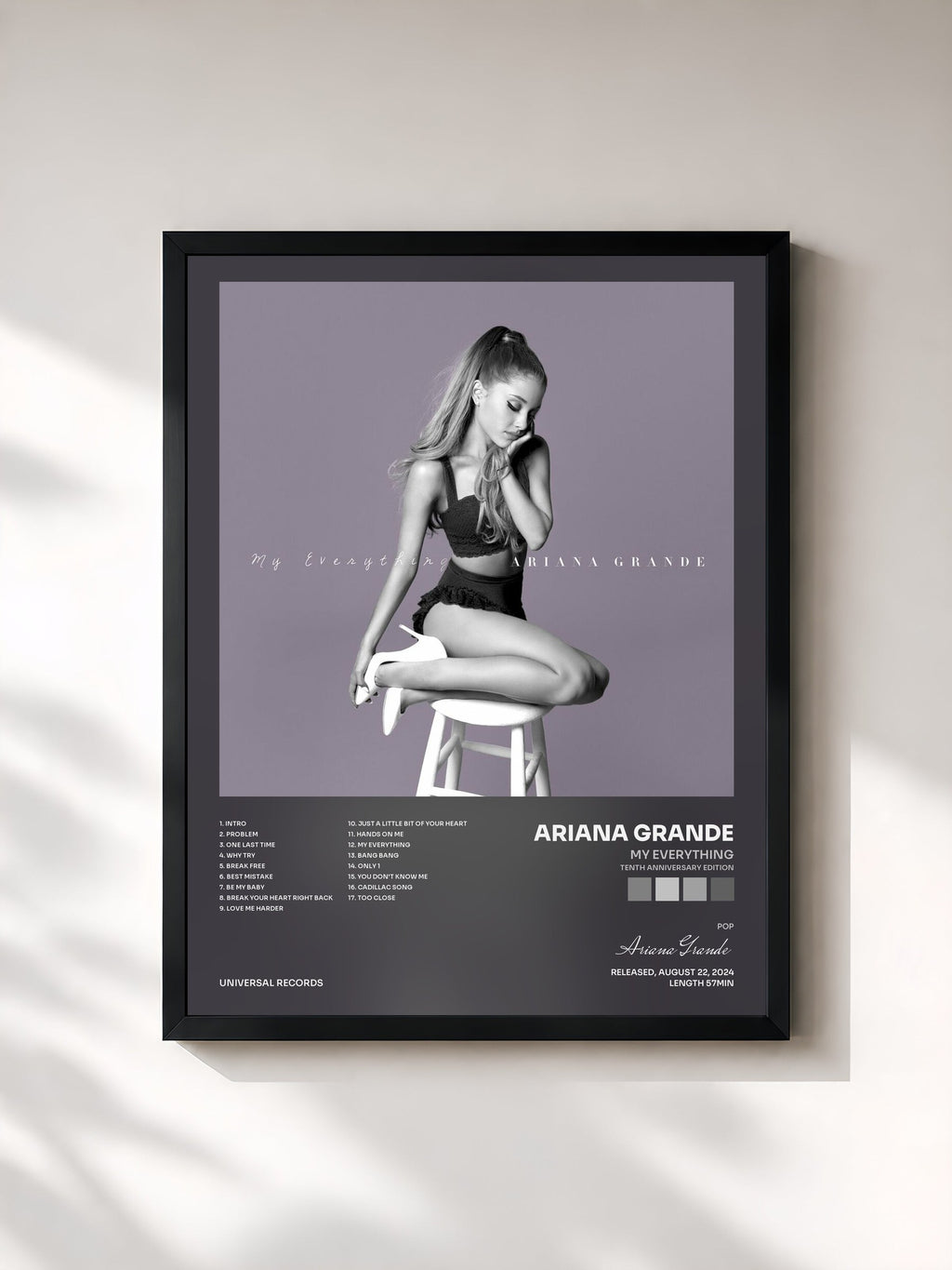 #noir Tableau de l'album My Everything (Tenth Anniversary Edition) de Ariana Grande, cadre noir, imprimé et encadré en France