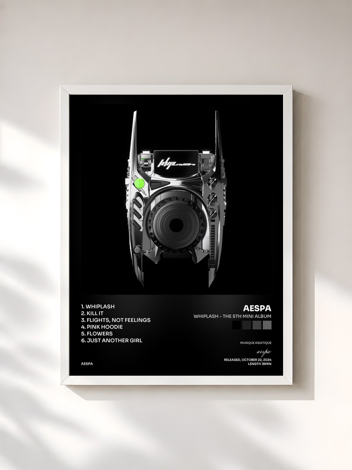 #blanc Tableau de l'album Whiplash - The 5th Mini Album de aespa, cadre blanc, imprimé et encadré en France