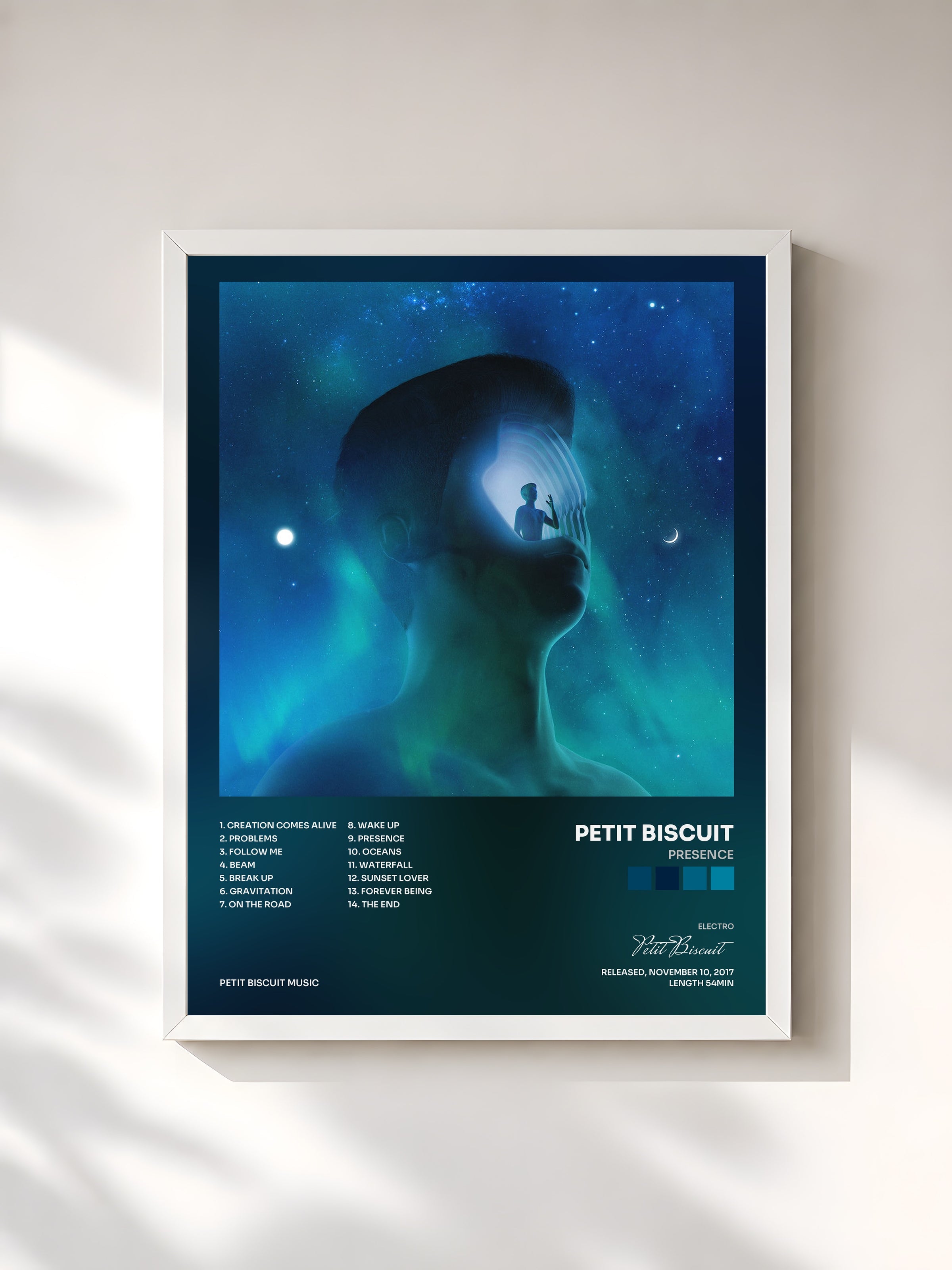 #blanc Presence by Petit Biscuit as a framed art print, white frame, printed and framed in France