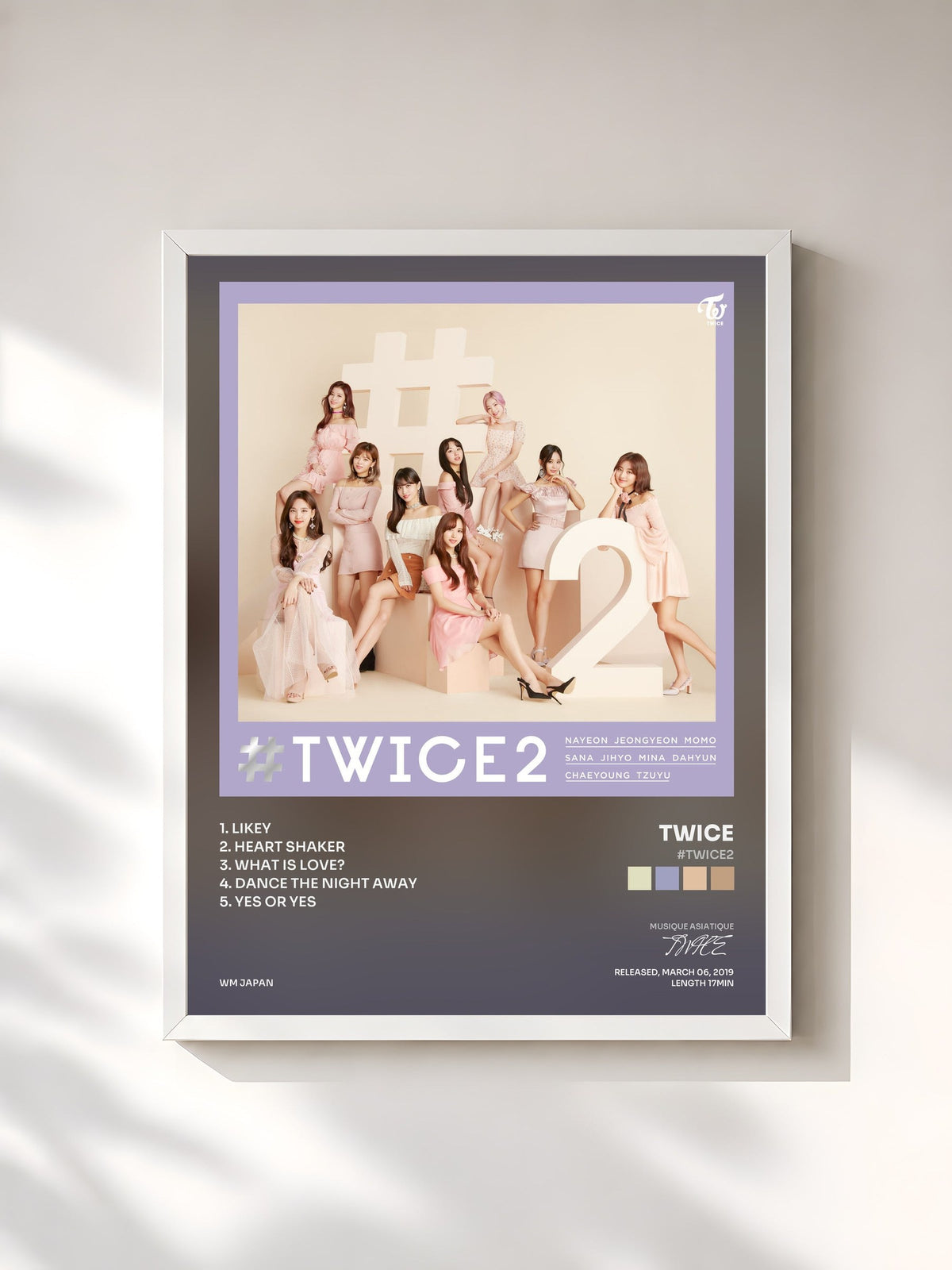 #blanc Tableau de l'album #TWICE2 de TWICE, cadre blanc, imprimé et encadré en France
