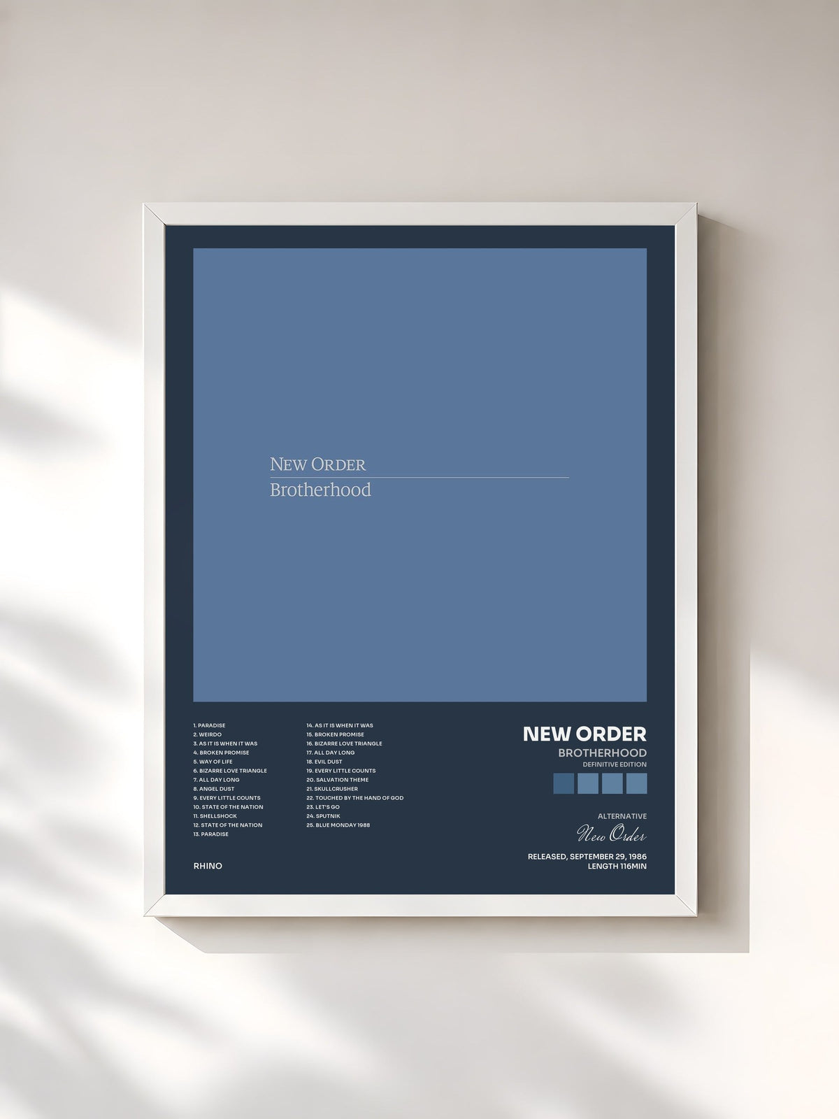 #blanc Brotherhood (Definitive Edition) di New Order in stampa incorniciata, cornice bianca, stampata e incorniciata in Francia