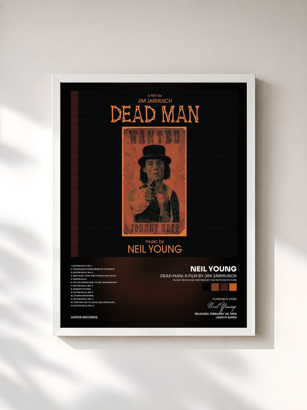 #blanc Dead Man: A Film By Jim Jarmusch (Music From And Inspired By The Motion Picture) di Neil Young in stampa incorniciata, cornice bianca, stampata e incorniciata in Francia