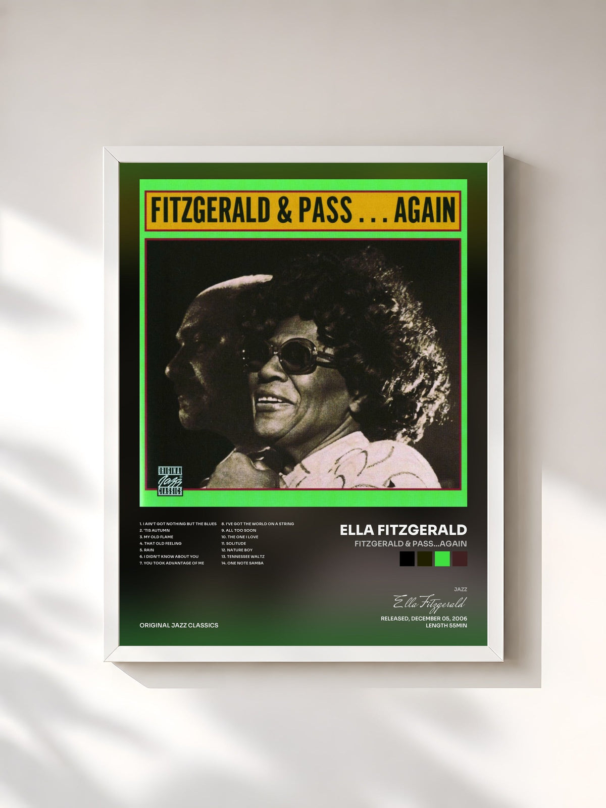 #blanc Tableau de l'album Fitzgerald & Pass...Again de Ella Fitzgerald, cadre blanc, imprimé et encadré en France