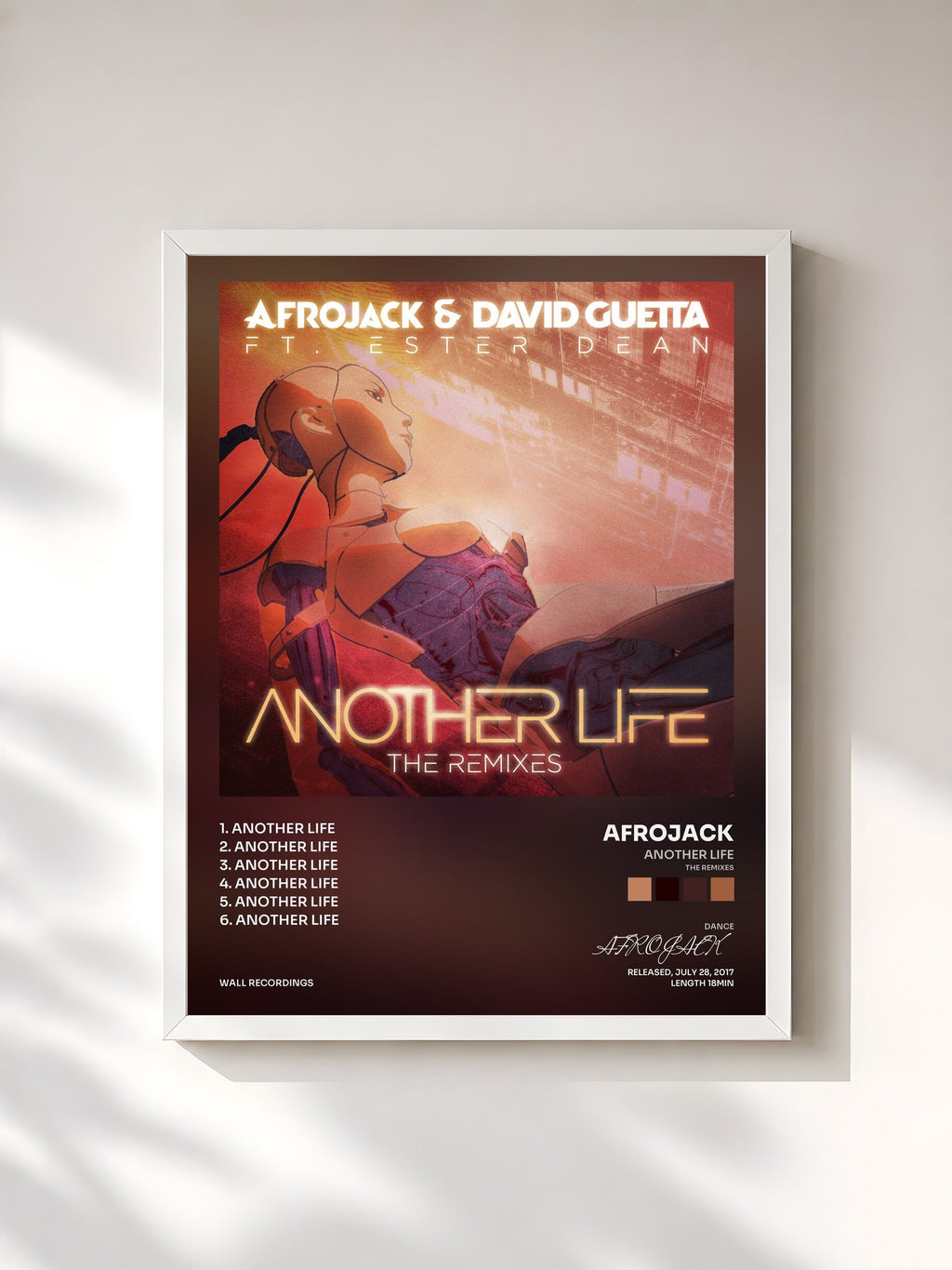 #blanc Tableau de l'album Another Life (The Remixes) de AFROJACK, cadre blanc, imprimé et encadré en France