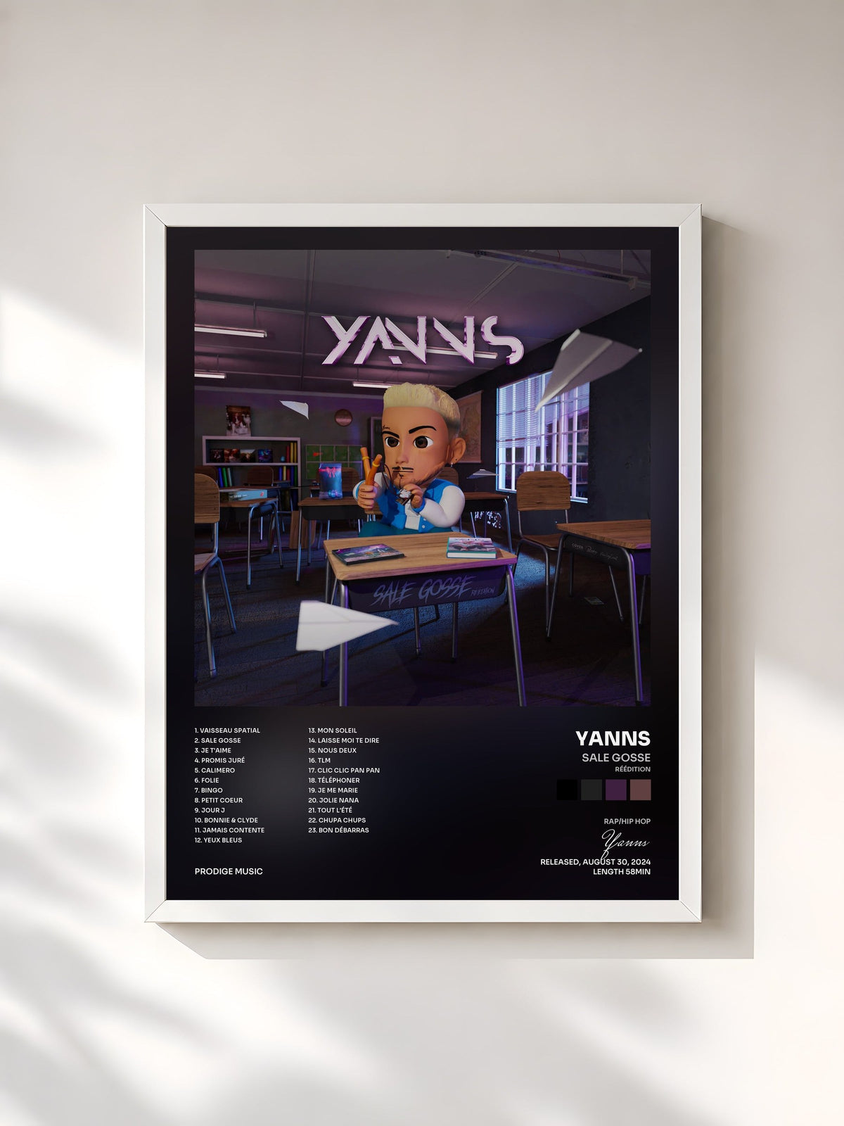 #blanc Tableau de l'album Sale gosse (Réédition) de Yanns, cadre blanc, imprimé et encadré en France